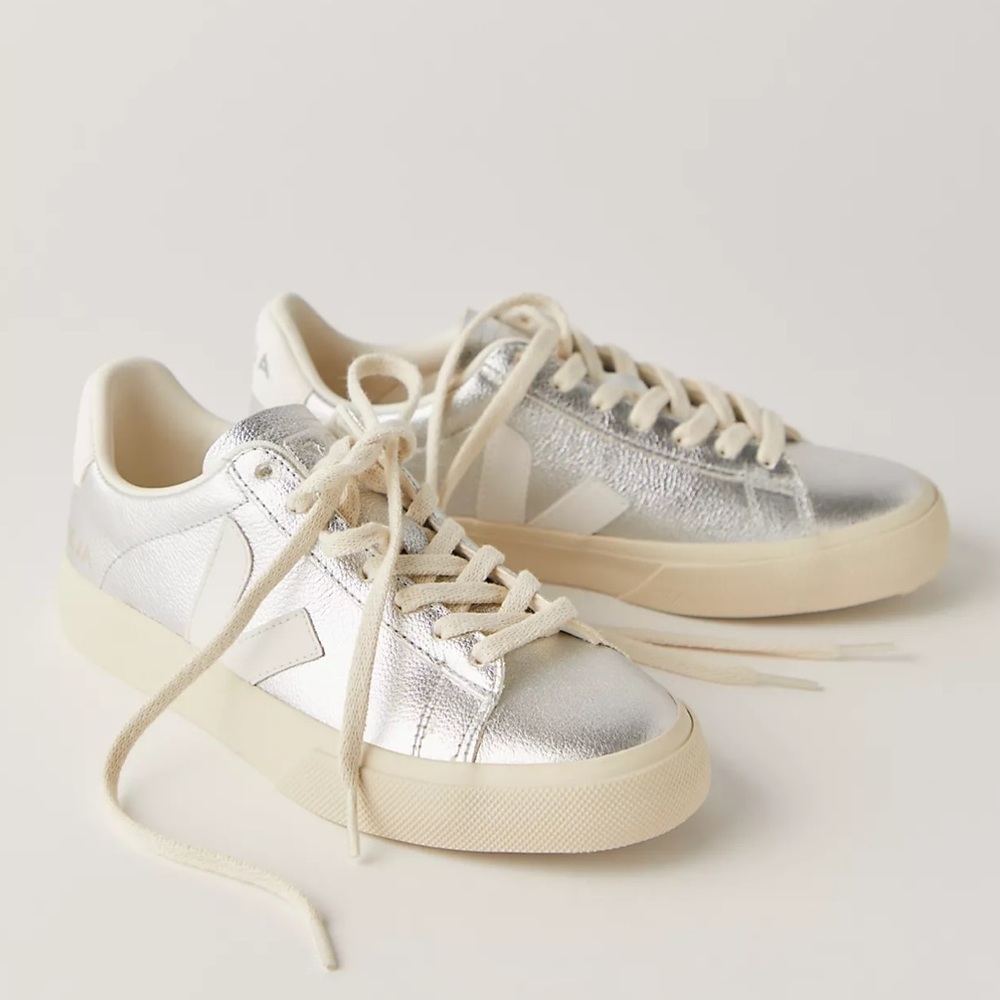 Veja Silver Metallic Low-Top Sneakers - Picture 2 of 10